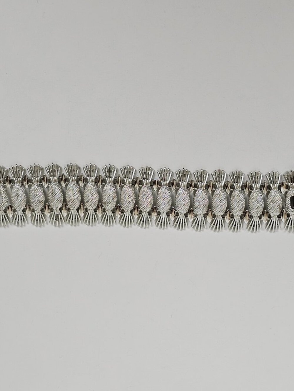 Vtg Sarah Coventry Silver Tone Bracelet Simply Elegant Pineapple Chunky Link 60s - Picture 6 of 13